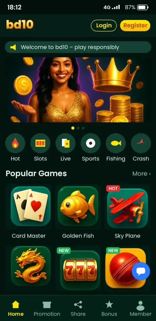 Bd10 Aviator – app game lobby with slots, live casino and crash games