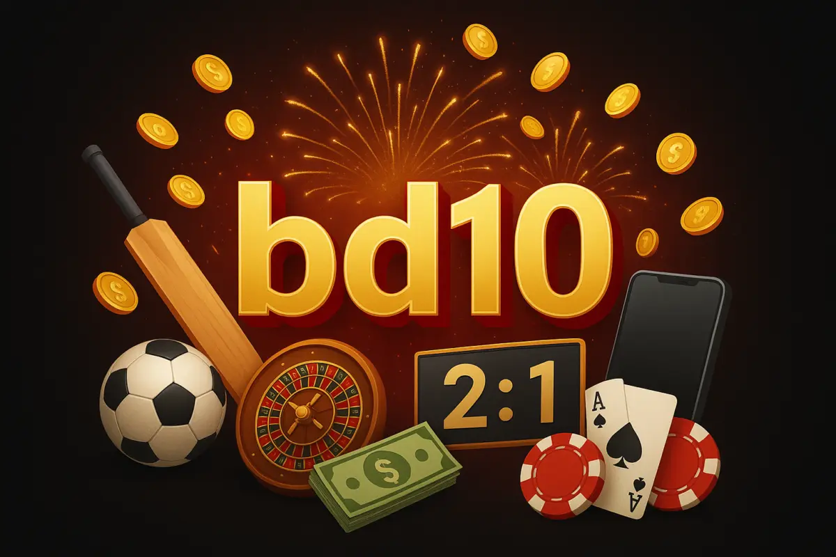 bd10 (BD Bd10 Games) sports Betting পেজে ক্রিকেট ব্যাট, ফুটবল ও odds দেখানো মোবাইল স্ক্রিন